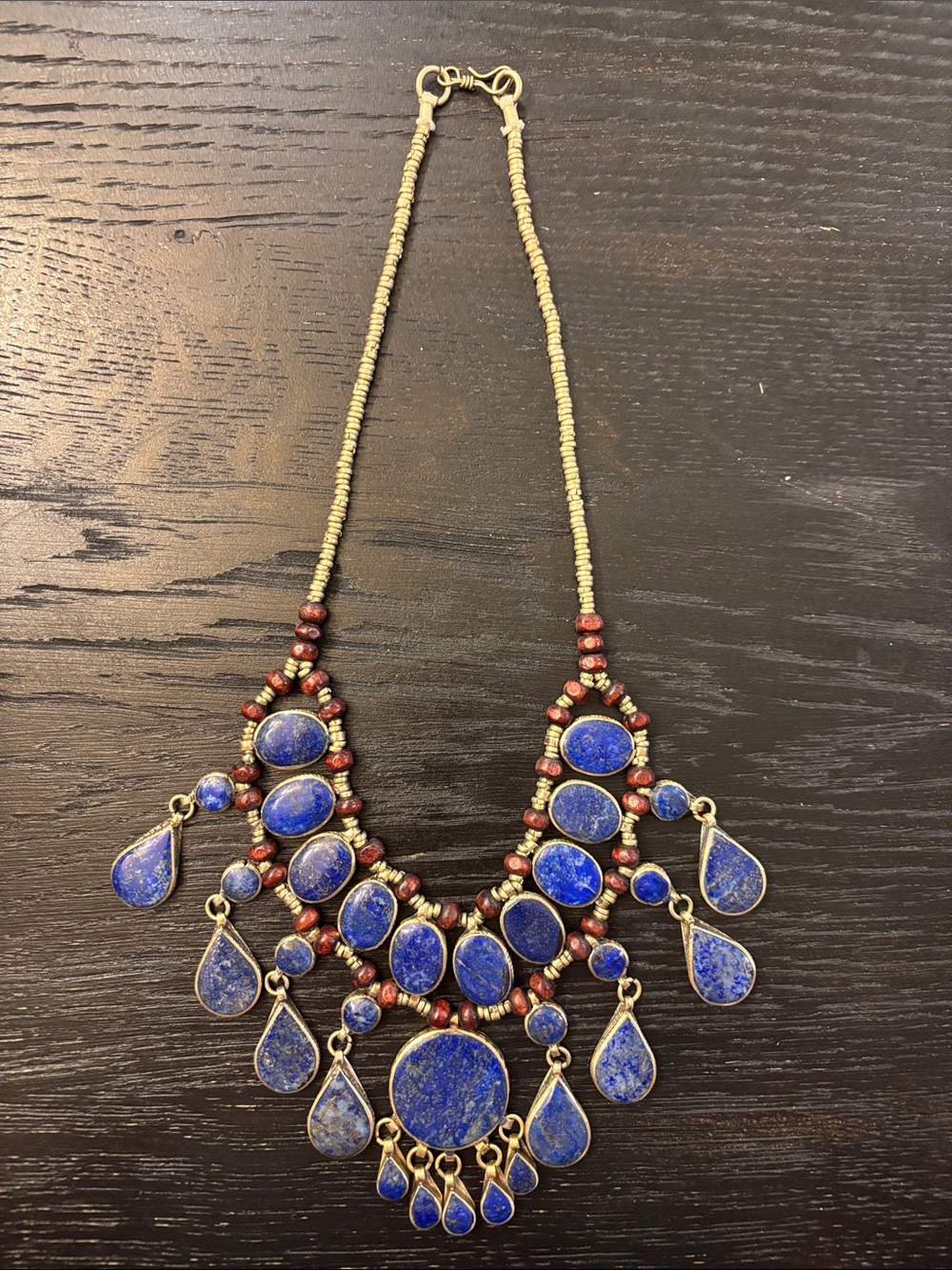 Gold-Tone Lapis Statement Bib Necklace - Blue